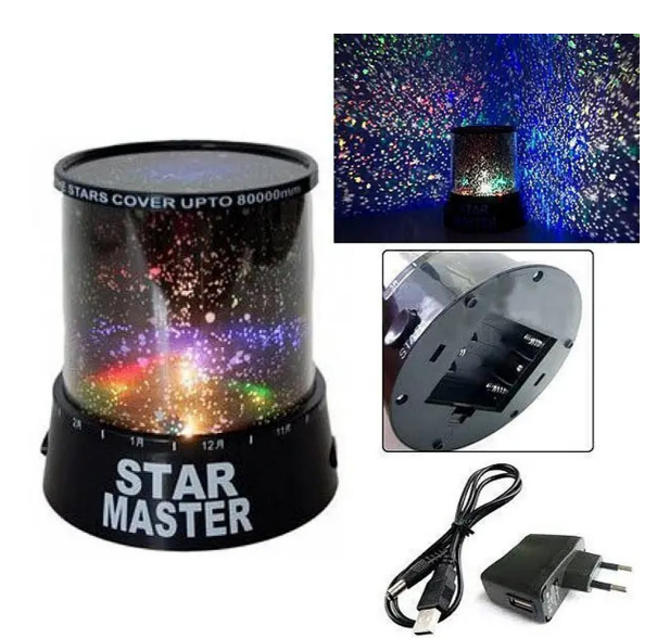Ночник STAR MASTER H-28305 с адаптером — проектор звездного неба для дома - изображение 4