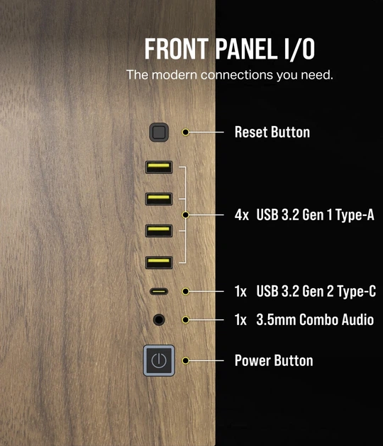 Корпус Corsair 6500X Mid-Tower Black/Walnut Wood (CC-9011282-WW) - зображення 8