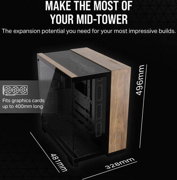 Корпус Corsair 6500X Mid-Tower Black/Walnut Wood (CC-9011282-WW) - зображення 9