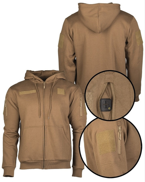 Реглан с капюшоном на молнии "Tactical hoodie" Койот 11472019 размер S - изображение 2