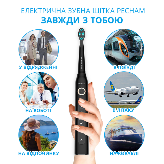 Ирригатор Pecham travel black PC-1581 + Электрическая зубная щетка PECHAM Black Travel PC-080 (комплект) - изображение 18