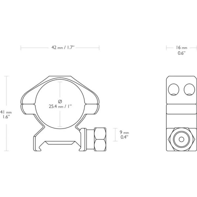 Кільця Hawke Precision Steel. d – 25.4 мм. Medium. Weaver/Picatinny - зображення 2