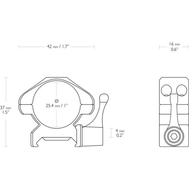 Кільця швидкознімні Hawke Precision Steel. d – 25.4 мм. Low. Weaver/Picatinny - зображення 2