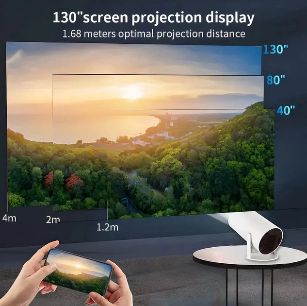 Проектор 4K Домашній кінотеатр міні Проектор Портативний з Wi-Fi - зображення 6