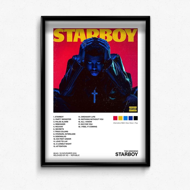 Постер в рамке с альбомом The Weeknd Starboy А4 - Фото 1 Постер в рамке с альбомом The Weeknd Starboy А4 - изображение 1