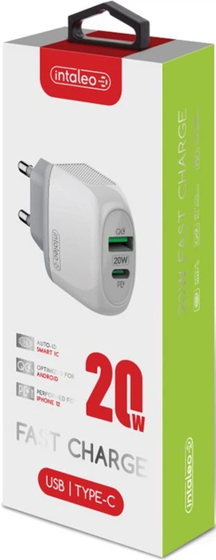 Мережевий зарядний пристрій Intaleo TCQ/PD220 20 W White (1283126506581) - Фото 2 Мережевий зарядний пристрій Intaleo TCQ/PD220 20 W White (1283126506581) - зображення 2