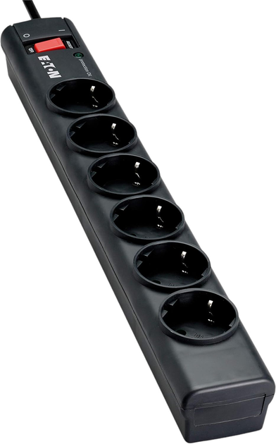 Przedłużacz sieciowy Eaton Protection Strip PS6D 6 gniazd 1 m z przełącznikiem Black (3553340667299) - obraz 1