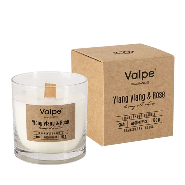 Свічка ароматична з дерев'яним гнотом Bispol Ylang ylang & Rose 27671 - Фото 1 Свічка ароматична з дерев'яним гнотом Bispol Ylang ylang & Rose 27671 - зображення 1