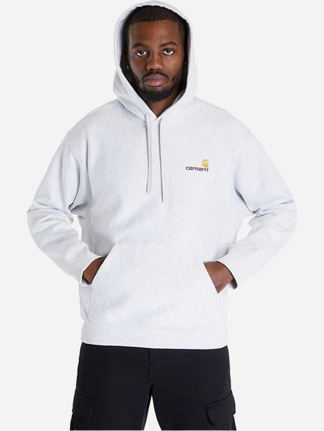 Худі чоловіче Carhartt WIP Hooded American Script I028279-482XX L Сіре (4064958113607) - зображення 1