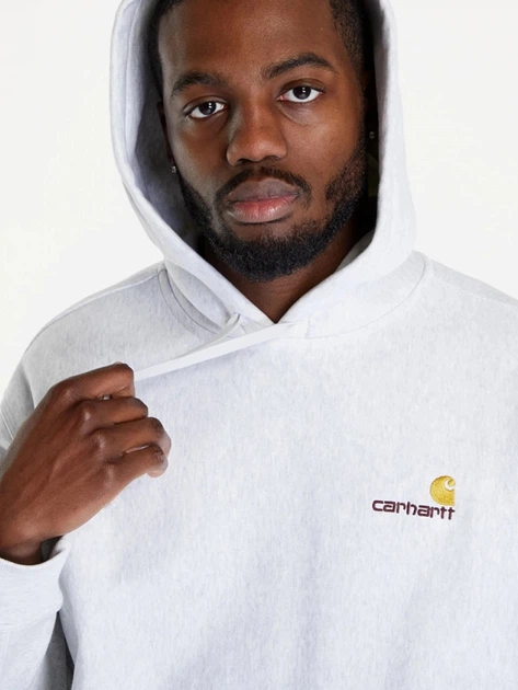 Bluza męska z kapturem kangurka Carhartt WIP Hooded American Script I028279-482XX XL Szara (4064958113614) - obraz 3