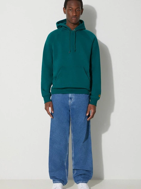 Bluza męska z kapturem kangurka Carhartt WIP Chase Sweat I033661-1YWXX M Turkusowa (4064958859215) - obraz 3