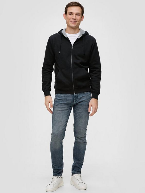 Bluza męska rozpinana streetwear z kapturem s.Oliver 10.3.11.14.141.2142043-9999 XL Czarna (4099975023912) - obraz 3