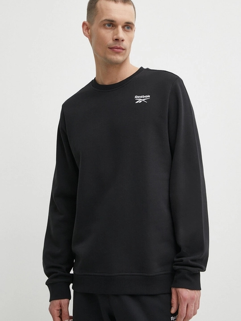 Світшот на флісі утеплений чоловічий Reebok Identity Small Logo Fleece Crew 100202864 L Чорний (1200143505311) - зображення 1