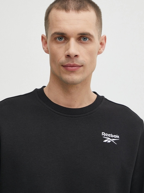 Bluza bez kaptura męska polarowa Reebok Identity Small Logo Fleece Crew 100202864 L Czarna (1200143505311) - obraz 4