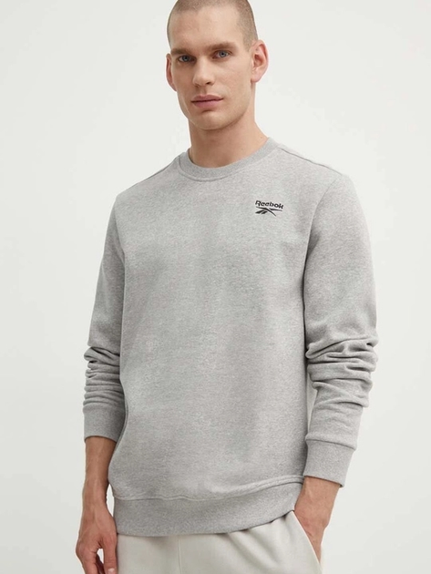 Світшот на флісі утеплений чоловічий Reebok Identity Small Logo Fleece Crew 100202866 M Сірий (1200143505427) - зображення 1