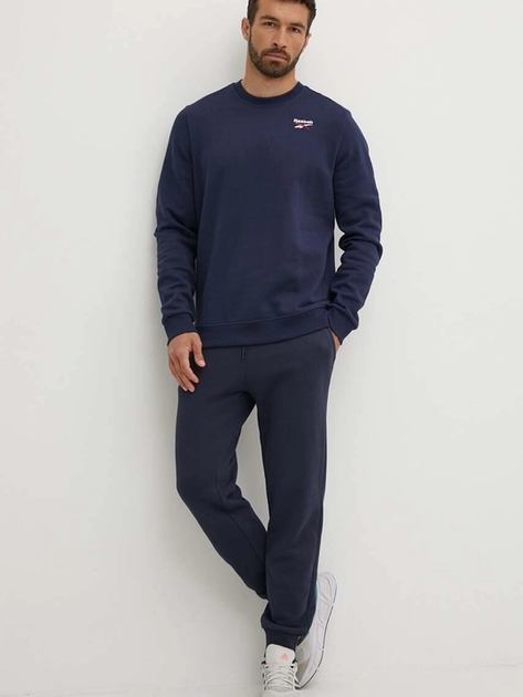 Світшот на флісі утеплений чоловічий Reebok Identity Small Logo Fleece Crew 100202867 L Темно-синій (1200143505496) - зображення 3