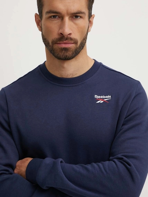 Bluza bez kaptura męska polarowa Reebok Identity Small Logo Fleece Crew 100202867 2XL Granatowa (1200143505519) - obraz 4