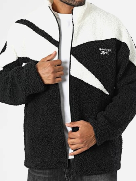Толстовка Шерпа на блискавці чоловіча Reebok Cl F Vector Hi Pile Fleece 100206109 2XS Чорна (1200143860953) - зображення 4