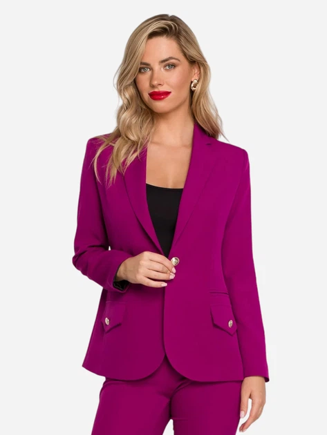 Marynarka damska elegancka Makover K141 XXL Rubinowa (5903887682015) - obraz 4