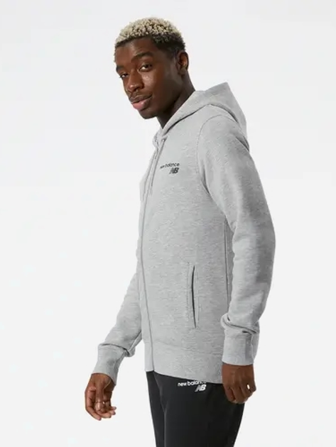 Bluza streetwear rozpinana męska z kapturem New Balance NBMJ03907AG XL Szara (194389372626) - obraz 3