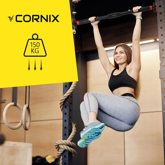 Турнік розсувний Cornix Pro+ 90-130 см Black/Red (XR-0287) - зображення 10