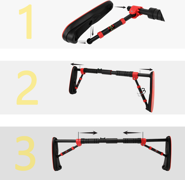 Турнік розсувний Cornix Elite 65-90 см Black/Red (XR-0289) - зображення 5