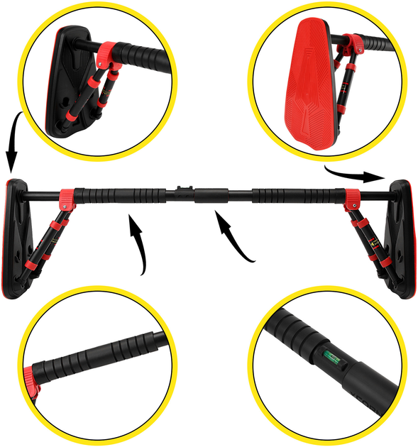 Турнік розсувний Cornix Elite+ 100-140 см Black/Red (XR-0295) - зображення 9
