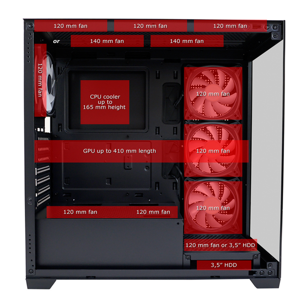 Obudowa LC-Power 715B Gaming Seamless Pale X Mid-Tower Black (LC-715B-ON) - obraz 18
