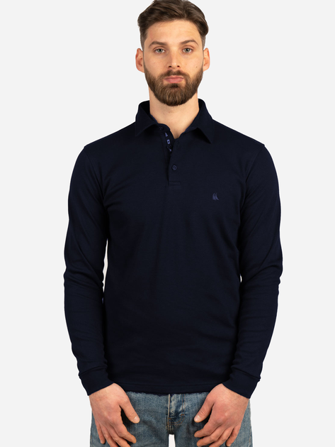 Koszulka polo męska z długim rękawem Vela Blu V22012N-663 M Ciemnogranatowa (2000381900041) - obraz 1