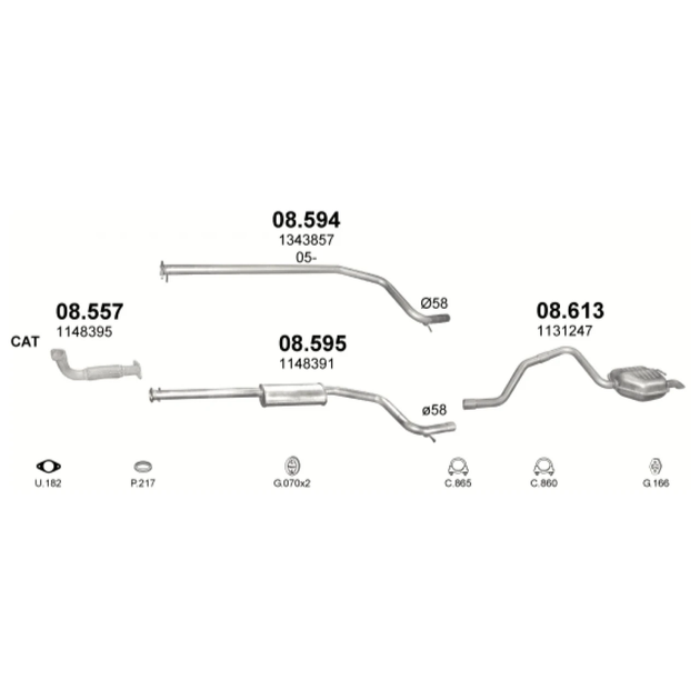 Середняя труба глушителя Polmostrow (08.594) - (Ford Mondeo III 2.0/2.2 TDCi) (858594) - изображение 2