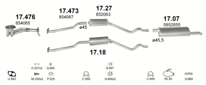 Труба приймальна Opel Kadett 86-91 1.4 Polmostrow (17.476) (857476) - зображення 2