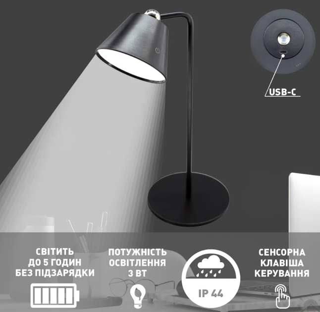 Многофункциональная светодиодная лампа LOKA 3W R-SENSOR-310×130-BLACK-DC5V/1A-IP44 - изображение 2