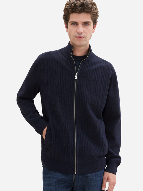 Sweter męski rozpinany na suwak Tom Tailor 1043195 XL Granatowy (4067672994354) - obraz 4