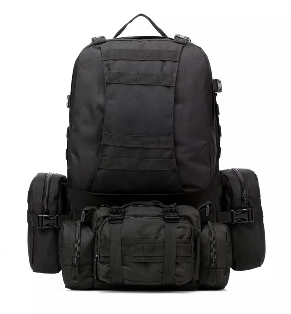 Рюкзак тактичний Eagle M12 з підсумками 55L Black (3_05593) - зображення 2