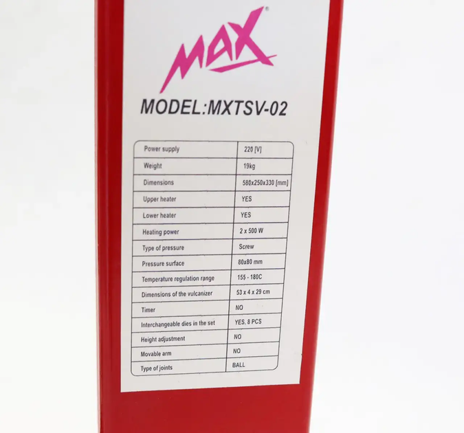 Вулканизатор настольный двусторонний MAX MXTSV-02 - Фото 6 Вулканизатор настольный двусторонний MAX MXTSV-02 - изображение 6