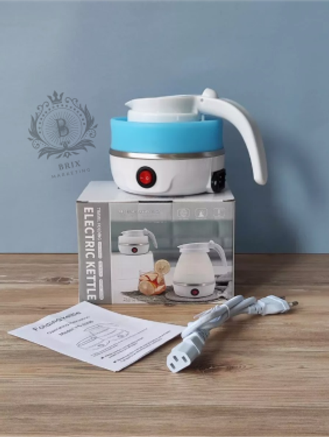 Дорожный чайник силиконовый складной дисковый Electric Kettle wdl-09b 220v 600w 600мл Голубой - изображение 8