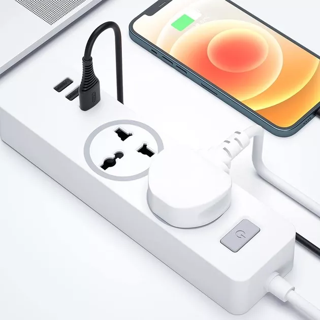 Удлинитель - фильтр сетевой XO WL04 3 порта USB + 2 розетки 10A белый - изображение 3