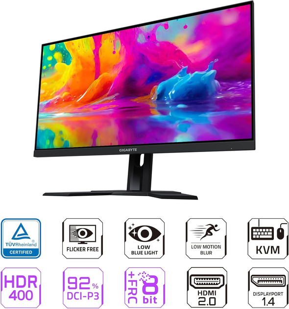 Монитор 27" Gigabyte M27Q Gaming Monitor -- QHD 2K / Super Speed IPS / 170Hz OC / 0.5 ms MPRT / 8-Bit / 92% DCI-P3 / HDR400 / G-Sync Compatible / FreeSync Premium Pro / KVM Switch / USB Type-C / Black Equalizer / Flicker-Free / Low Blue Light - изображение 3