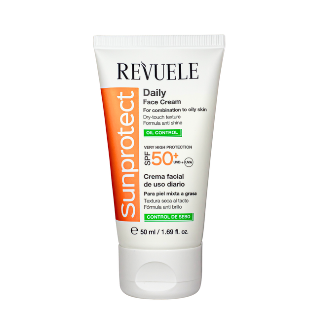 Солнцезащитный крем для лица SPF 50+ для жирной кожи Revuele UVA/UVB 50 мл - изображение 2