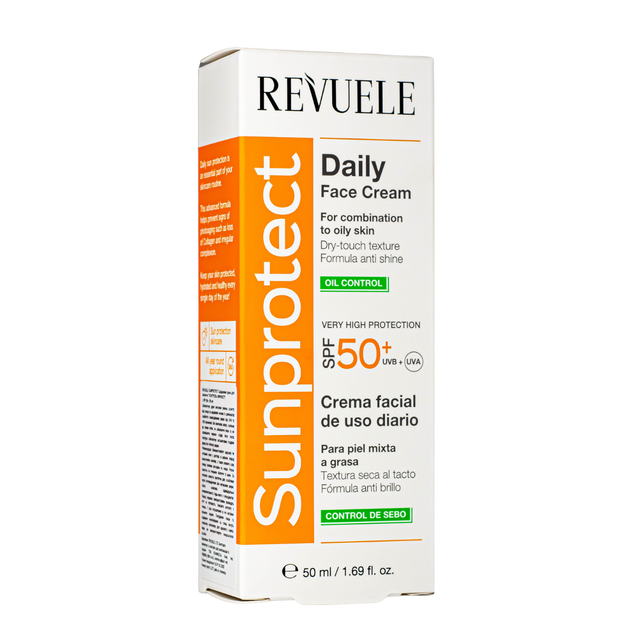 Солнцезащитный крем для лица SPF 50+ для жирной кожи Revuele UVA/UVB 50 мл - изображение 4