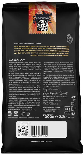 Kawa w ziarnach LaCava Kolumbia El Rubi Washed Espresso 1 kg (5905215161599) - obraz 2