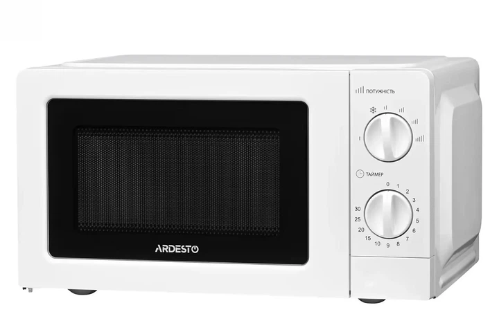 Мікрохвильова піч 20 л Соло Ardesto GO-S723W НВЧ 700 Вт, 6 рівнів потужності приготування, розморожування, емаль, біла (поворотний стіл 24,5 см) - зображення 3