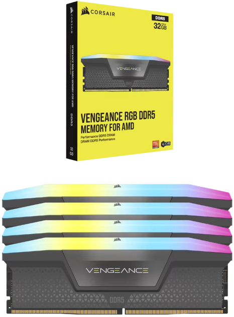 Оперативна пам'ять Corsair DDR5-5600 65536MB PC5-44800 (Kit of 4x16384) Vengeance RGB Grey (CMH64GX5M4B5600Z36) - зображення 5