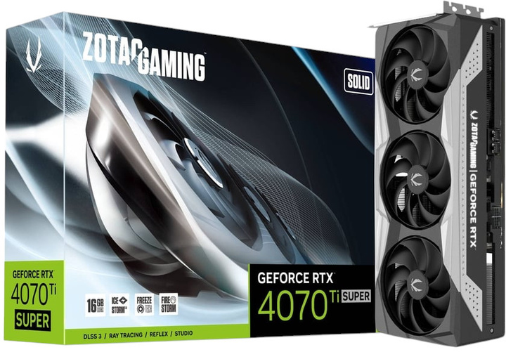 Karta graficzna Zotac Gaming PCI-Ex GeForce RTX 4070 Ti SUPER SOLID 16GB GDDR6X (256bit) (2610/21000) (1 x HDMI, 3 x DisplayPort) (ZT-D40730R-10P) - obraz 1