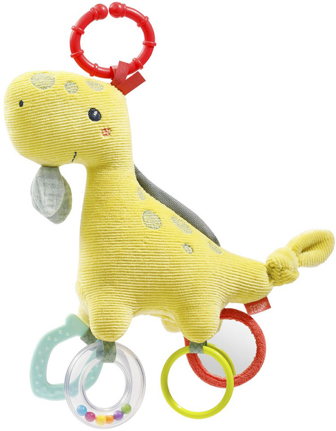 Zabawka do wózka BabyFehn Happy Dino Dinozaur 25 cm Żółty (4001998051162) - obraz 1