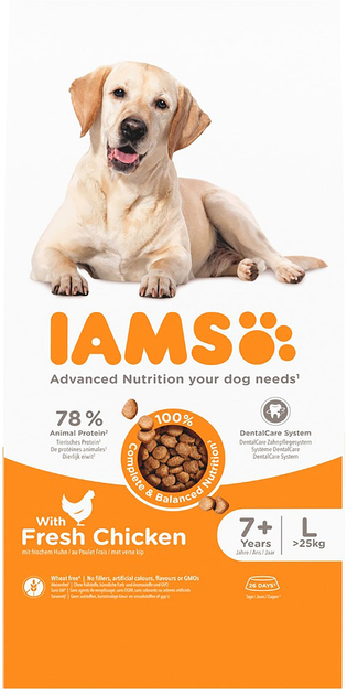 Sucha karma dla psów Iams Vitality Dog Senior Large Chicken 12 kg (8710255153919) - obraz 1