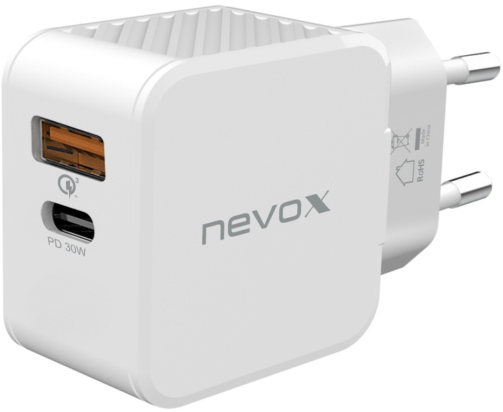 Ładowarka sieciowa Nevox USB PD TYPE C + QC3.0 White (4250686410099) - obraz 1