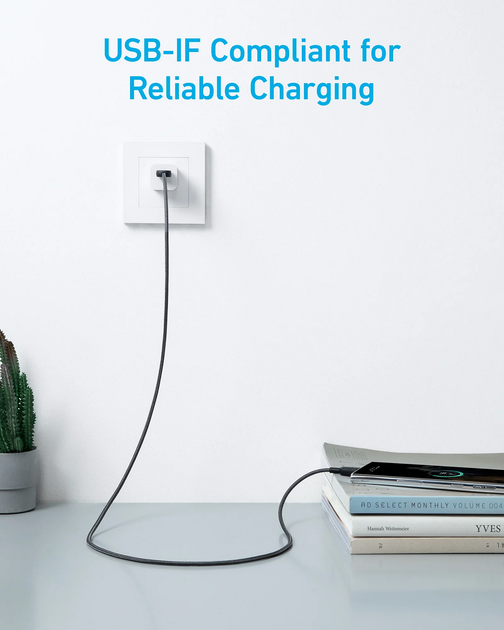 Кабель 322 USB-A to USB-C - 1.8m Nylon Black Anker (teh0022034) - Фото 4 Кабель 322 USB-A to USB-C - 1.8m Nylon Black Anker (teh0022034) - изображение 4