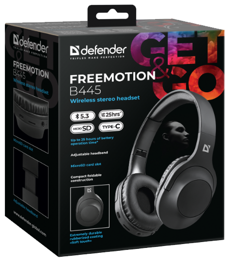Гарнітура Defender FreeMotion B445 Bluetooth Black (63445) (7024920) - Фото 6 Гарнітура Defender FreeMotion B445 Bluetooth Black (63445) (7024920) - изображение 6