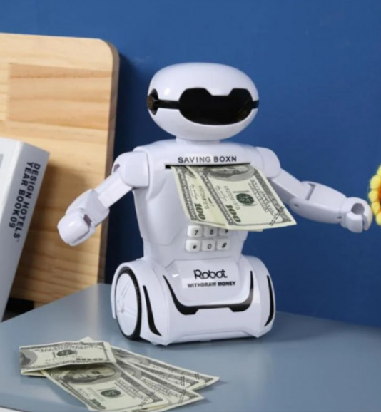 Электронная детская игрушка ROBOT PIGGY BANK копилка для бумажных денег ребенку - изображение 3